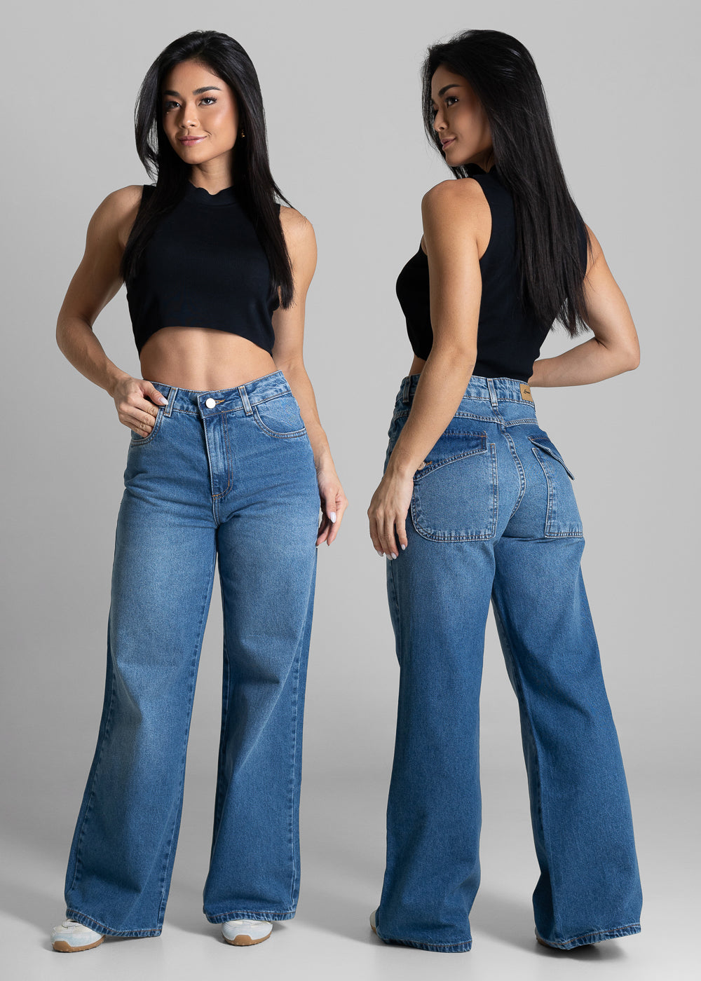 Calça Jeans Sawary Wide Leg Petit - 283806 AZUL