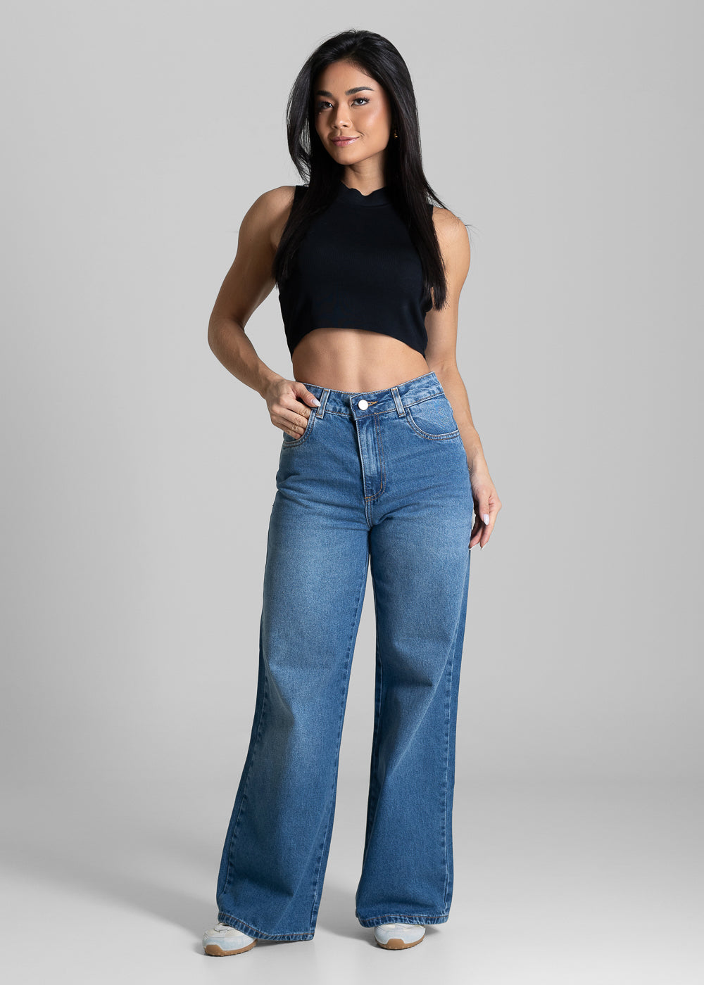 Calça Jeans Sawary Wide Leg Petit - 283806 AZUL