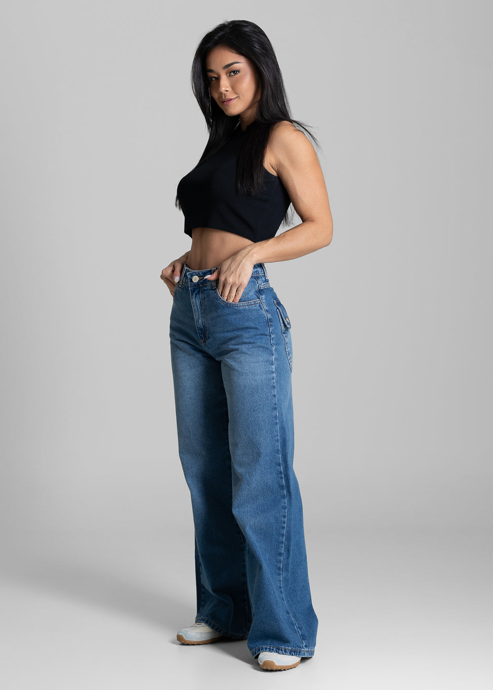 Calça Jeans Sawary Wide Leg Petit - 283806 AZUL
