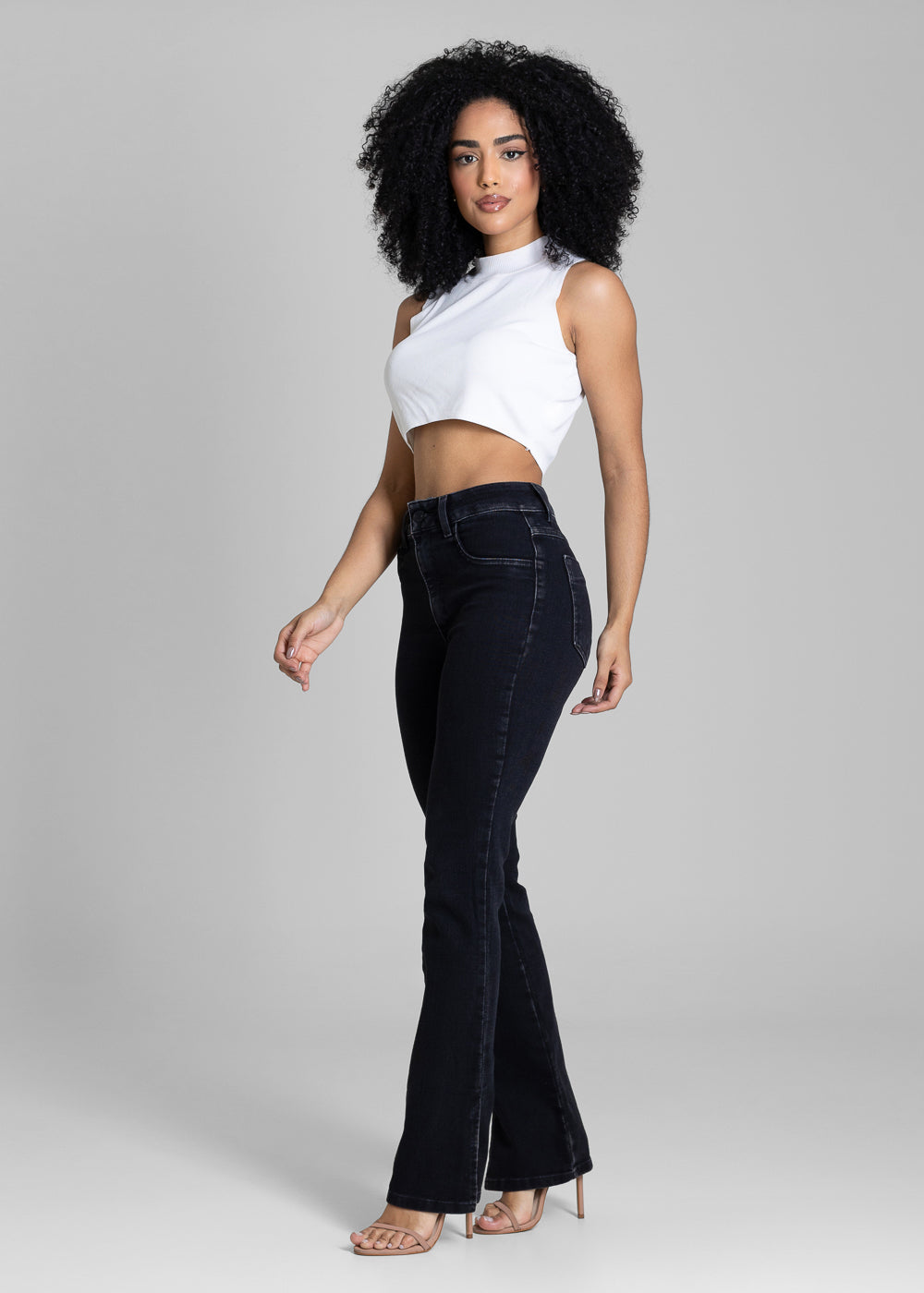 Calça Jeans Sawary Reta Fenda - 283808 PRETO