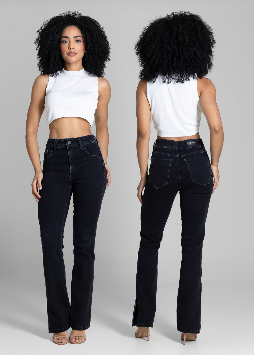 Calça Jeans Sawary Reta Fenda - 283808 PRETO