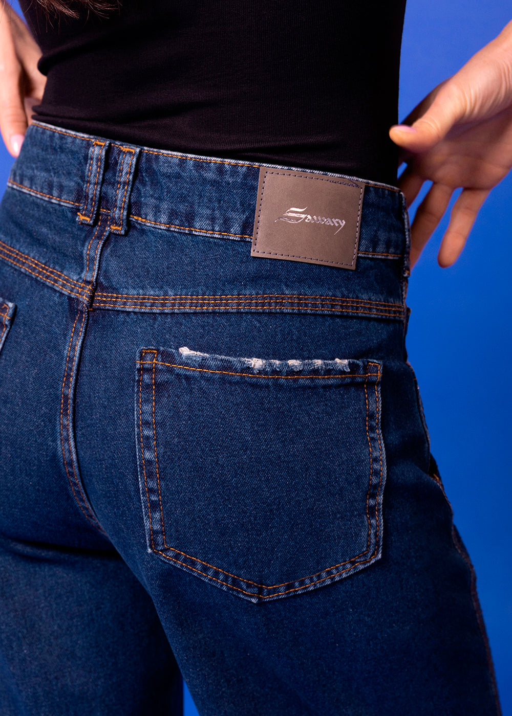 Calça Jeans Sawary Barrel Brilho - 283815 AZUL