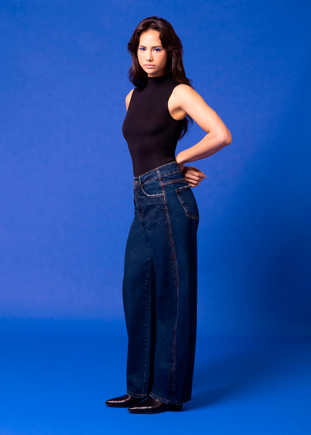 Calça Jeans Sawary Barrel Brilho - 283815 AZUL