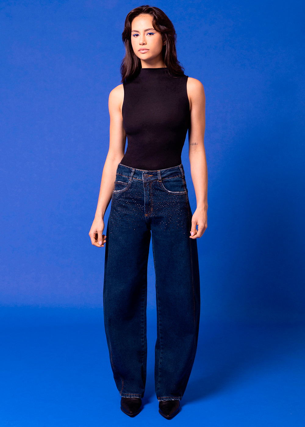 Calça Jeans Sawary Barrel Brilho - 283815 AZUL