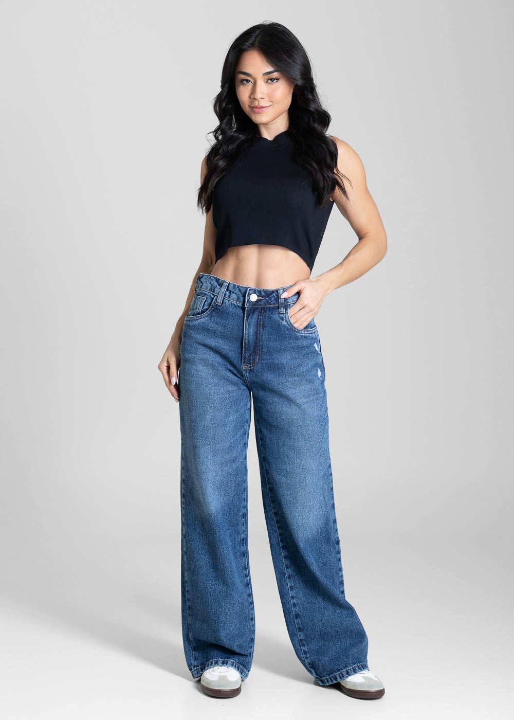 Calça Jeans Sawary Wide Leg Petit - 283818 AZUL
