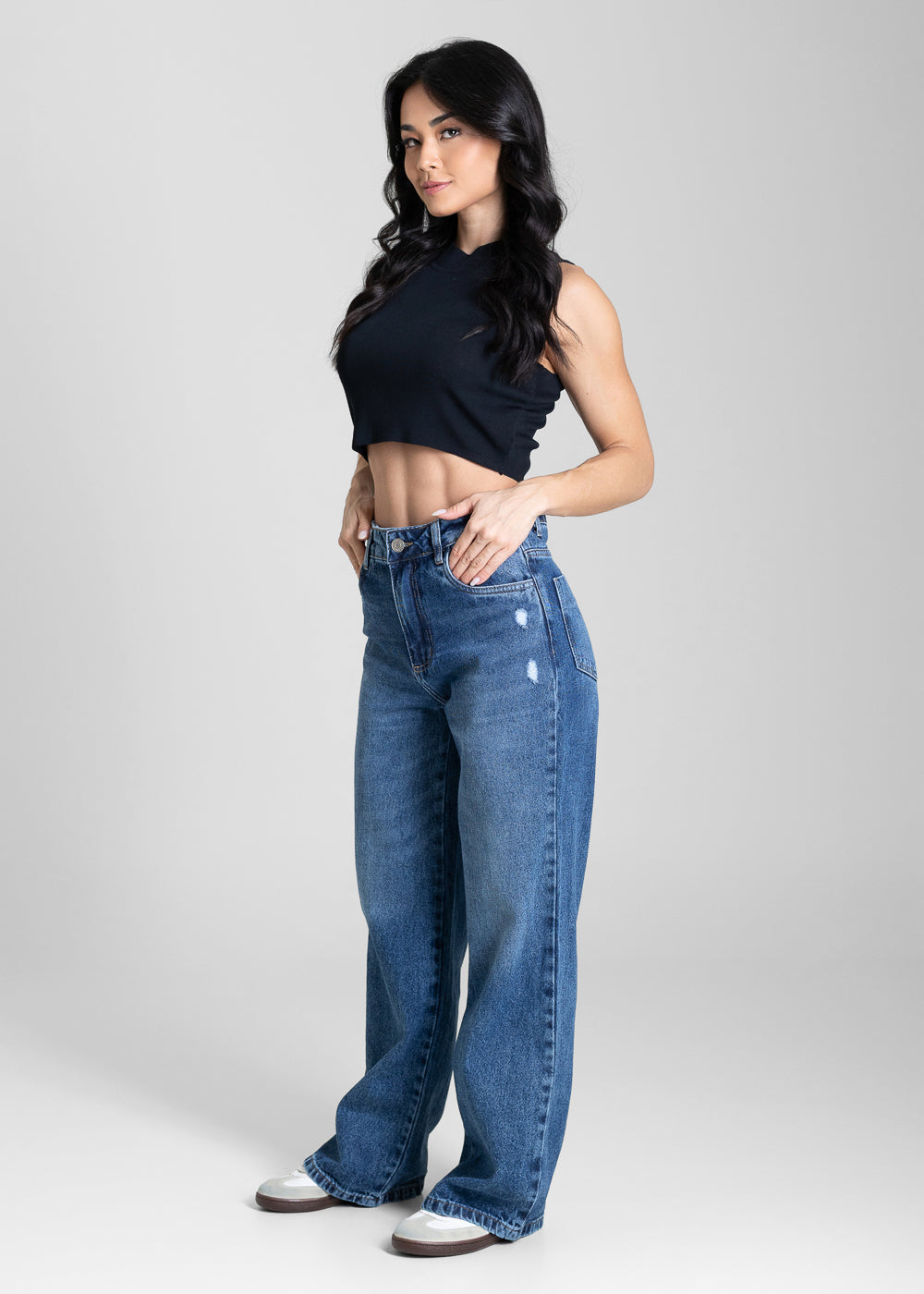 Calça Jeans Sawary Wide Leg Petit - 283818 AZUL
