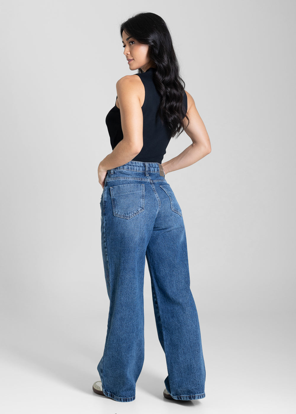 Calça Jeans Sawary Wide Leg Petit - 283818 AZUL