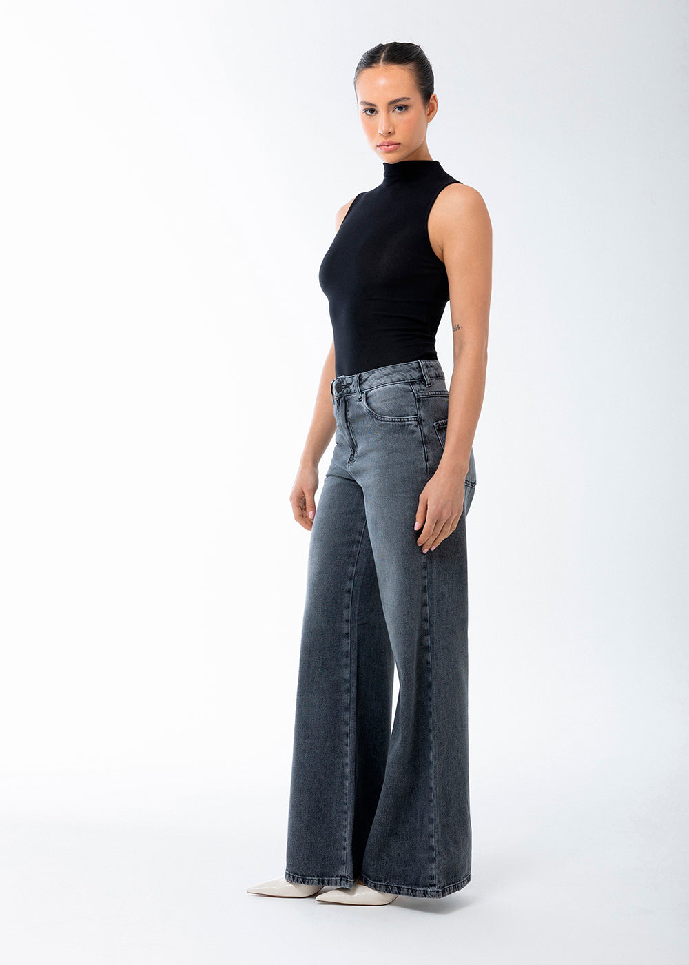 Calça Jeans Sawary Wide Leg - 283820 PRETO
