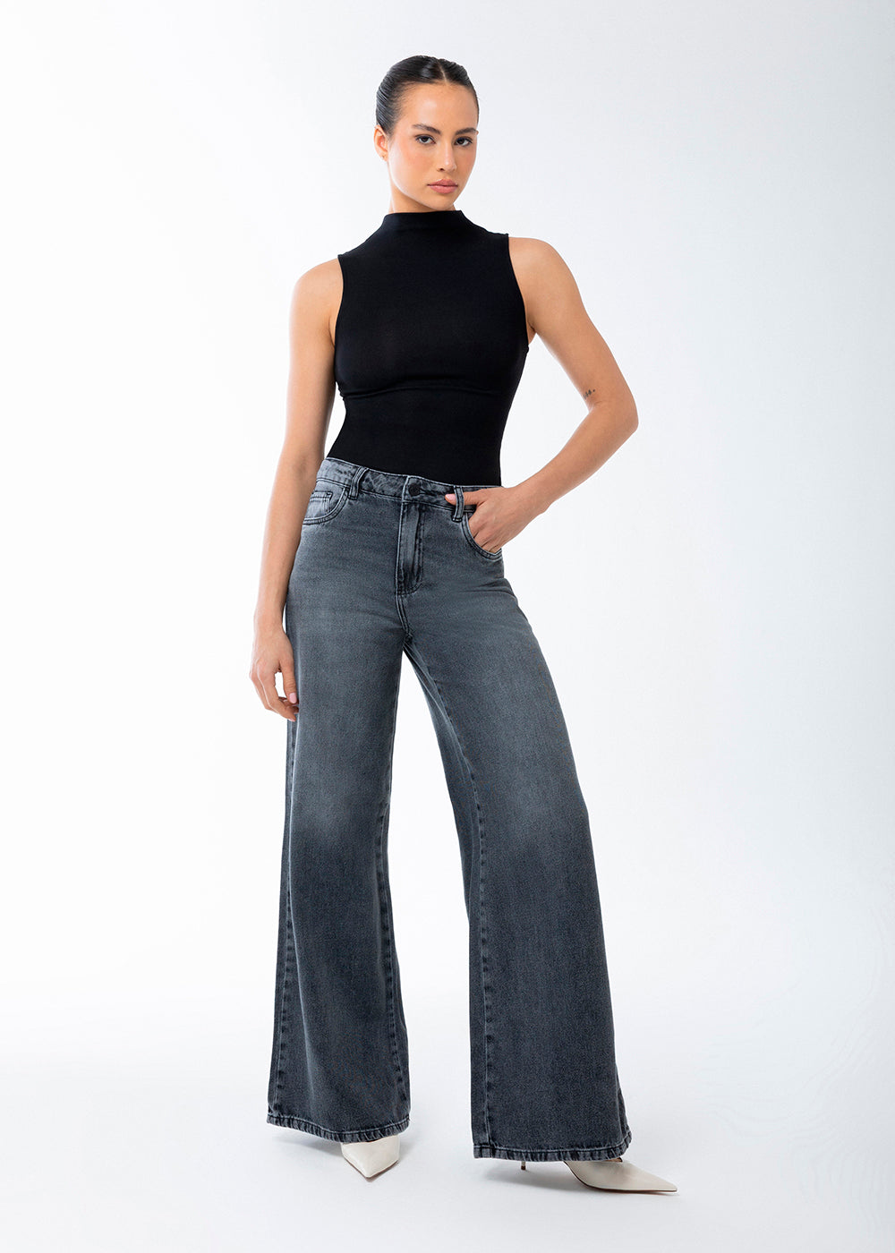 Calça Jeans Sawary Wide Leg - 283820 PRETO
