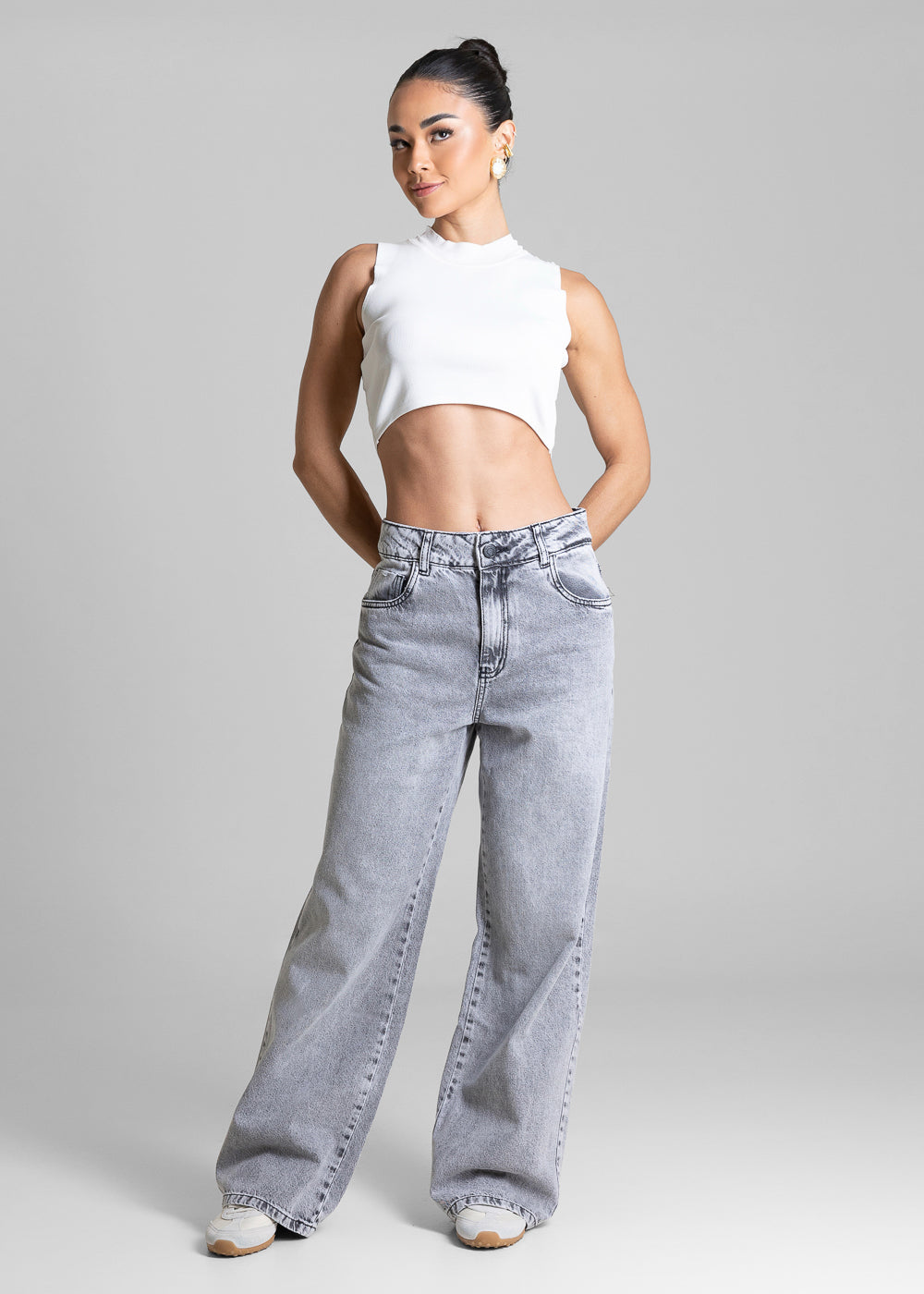 Calça Jeans Sawary Wide Leg Petit - 283821 PRETO