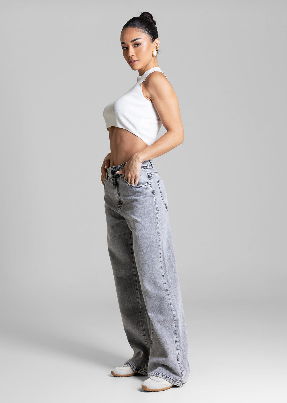 Calça Jeans Sawary Wide Leg Petit - 283821 PRETO
