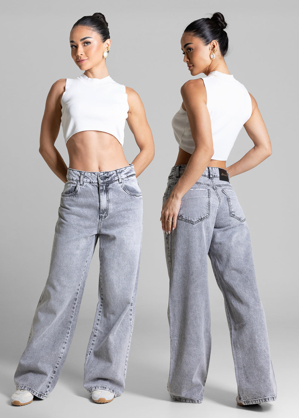 Calça Jeans Sawary Wide Leg Petit - 283821 PRETO