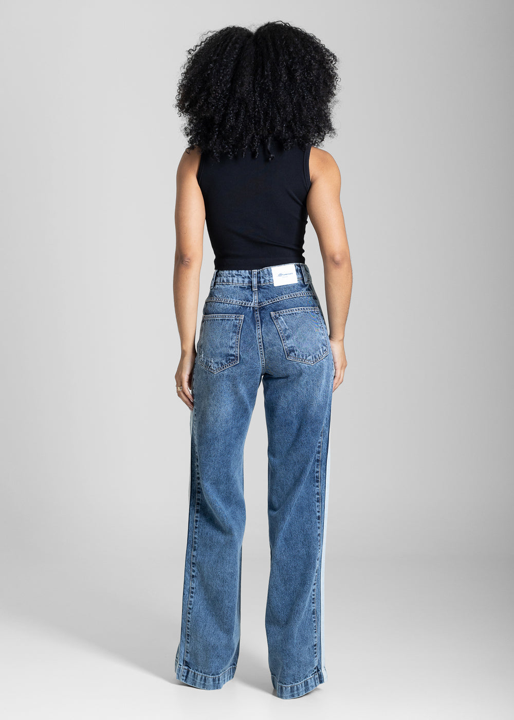 Calça Jeans Sawary Wide Leg Listras - 283835 AZUL