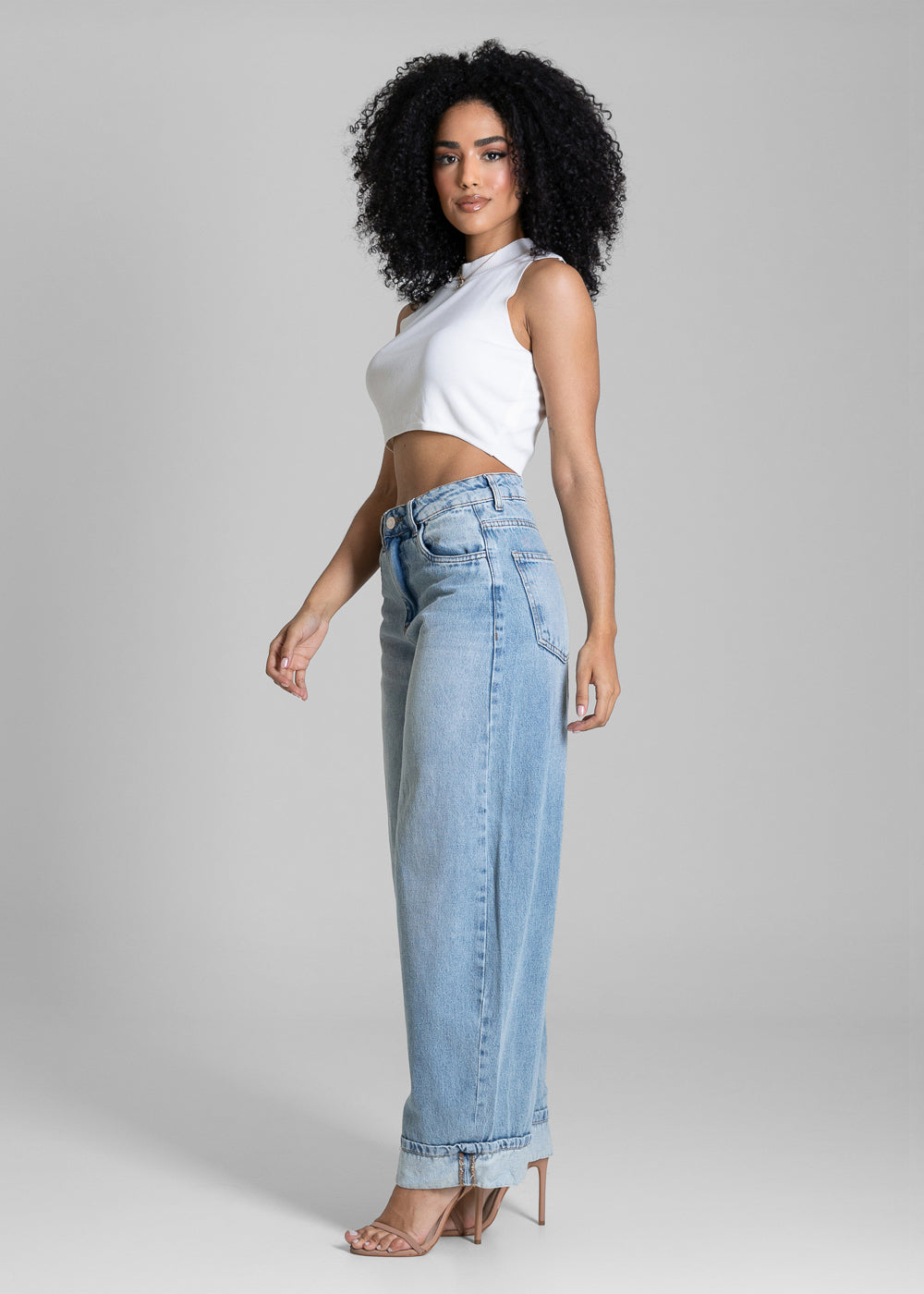 Calça Jeans Sawary Balloon Barra Dobrada - 283862 AZUL