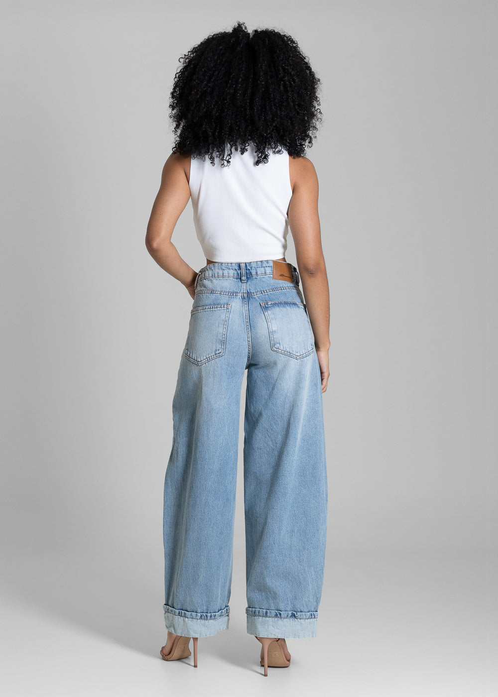 Calça Jeans Sawary Balloon Barra Dobrada - 283862 AZUL
