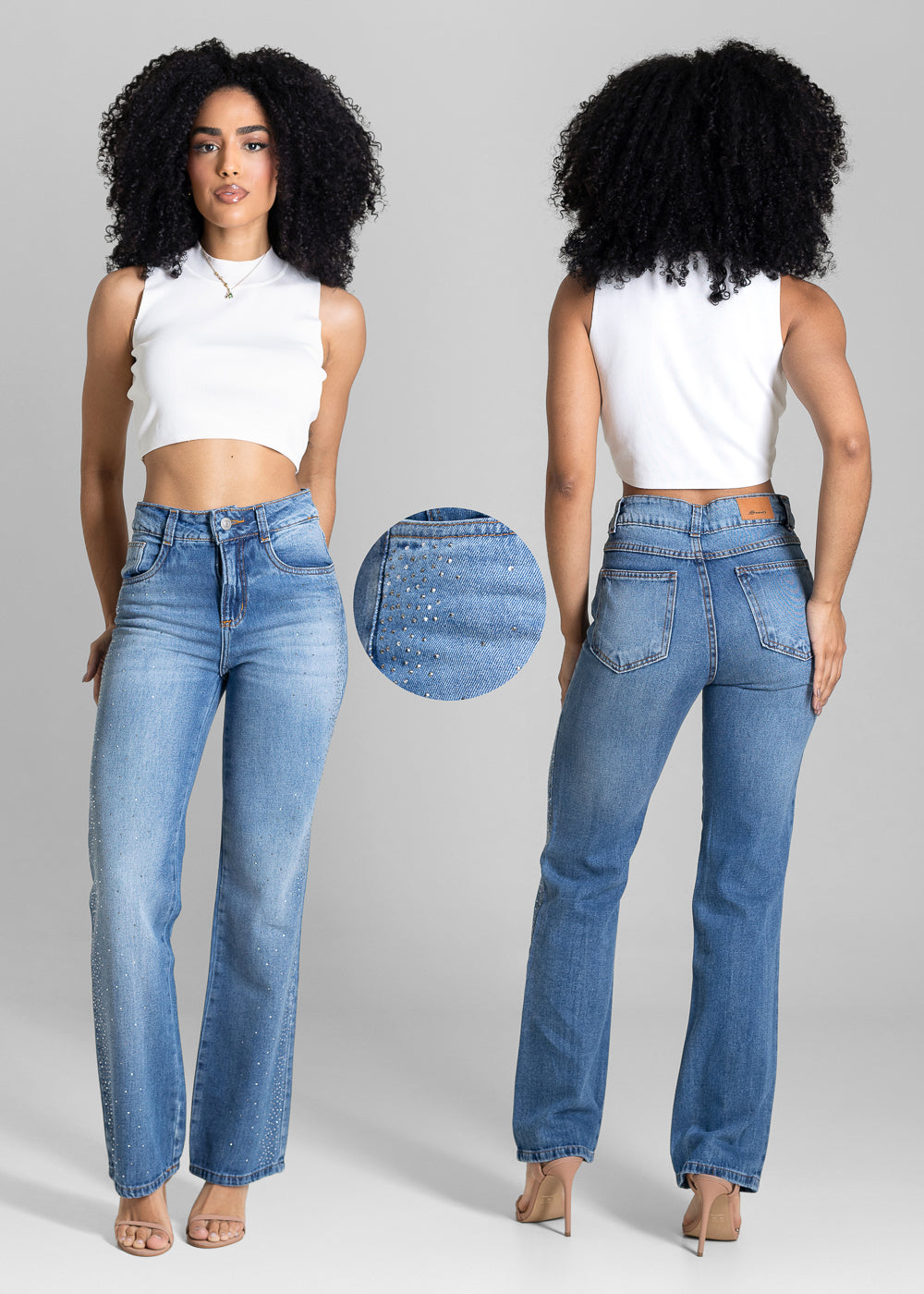 Calça Jeans Sawary Reta Brilho - 283872 AZUL