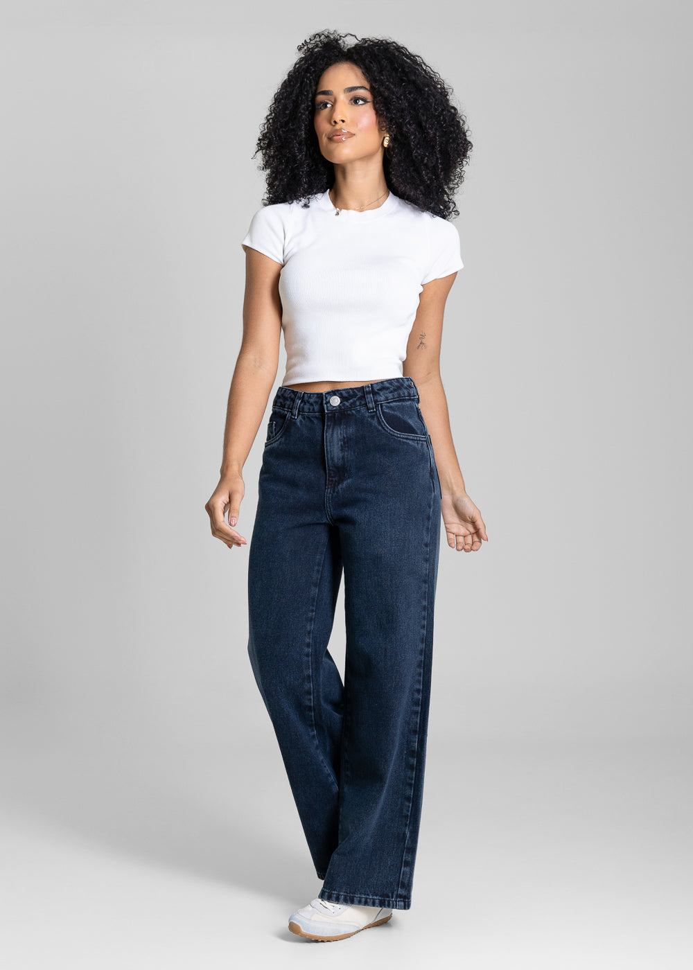 Calça Jeans Sawary Wide Leg Petit - 283895 PRETO