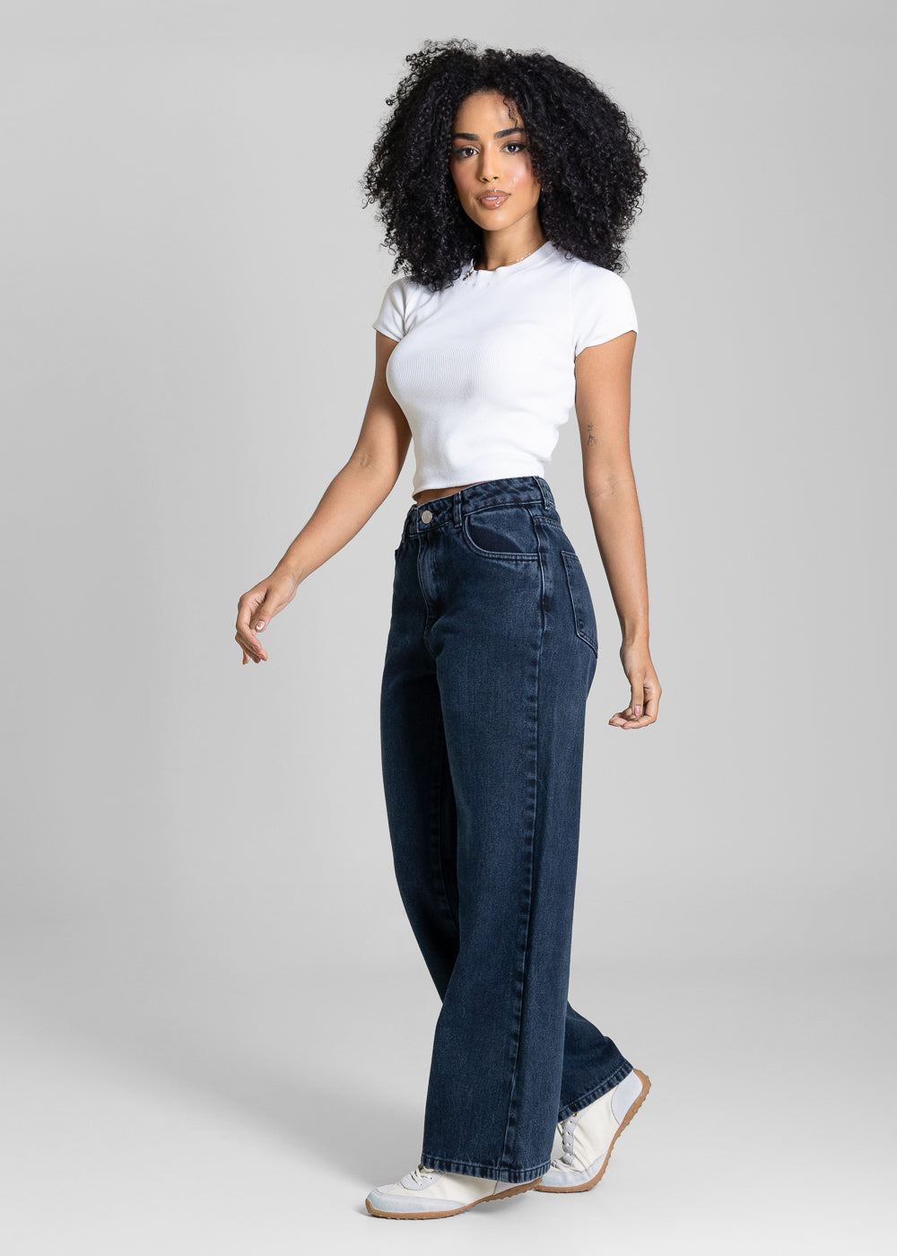 Calça Jeans Sawary Wide Leg Petit - 283895 PRETO