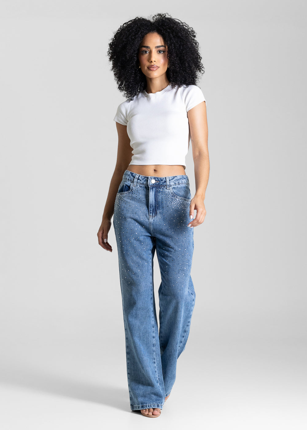 Calça Jeans Sawary Reta Brilho -283905 AZUL