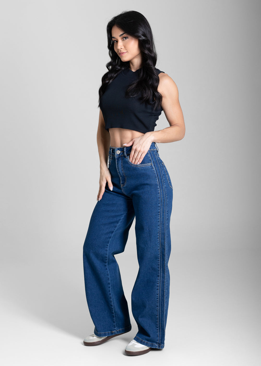 Calça Jeans Sawary Wide Leg Petit - 283919 AZUL