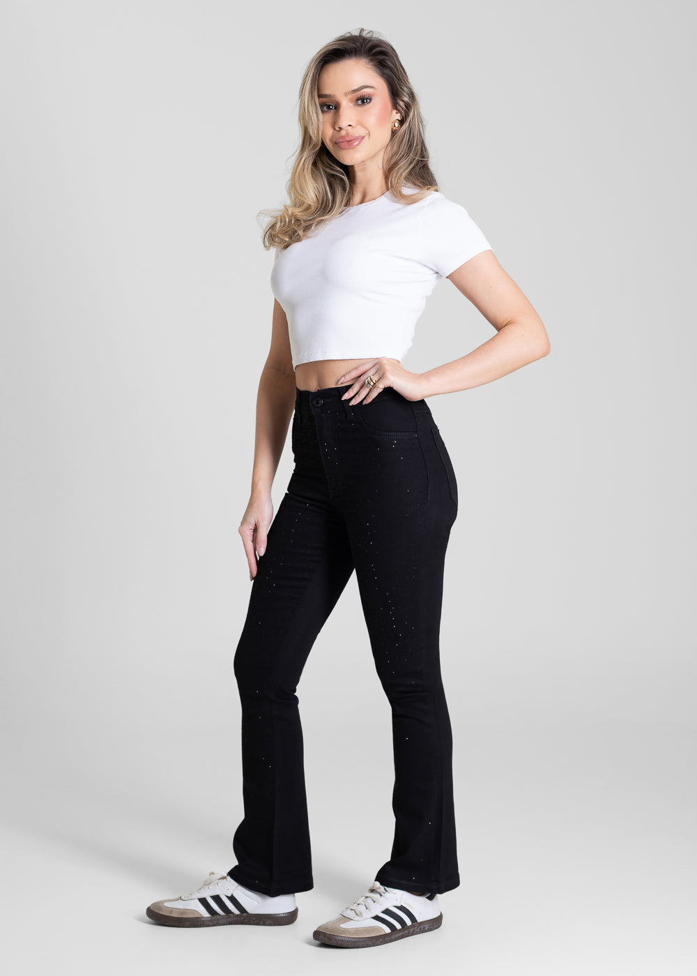 Calça Sarja Sawary Boot Cut Petit Brilho - 283920 PRETO