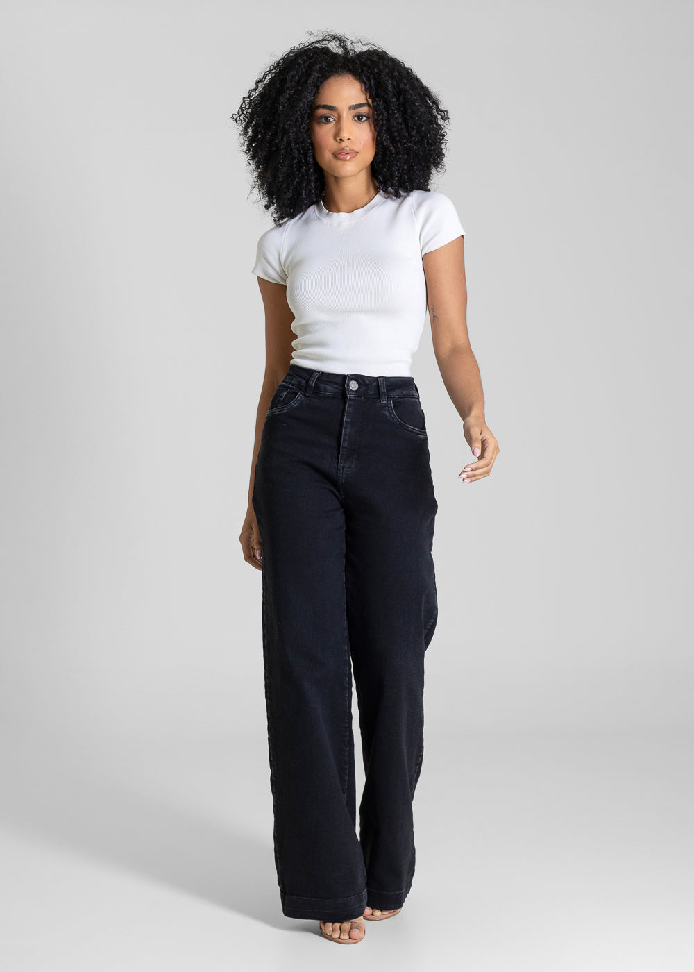 Calça Jeans Sawary Wide Leg - 283979 PRETO