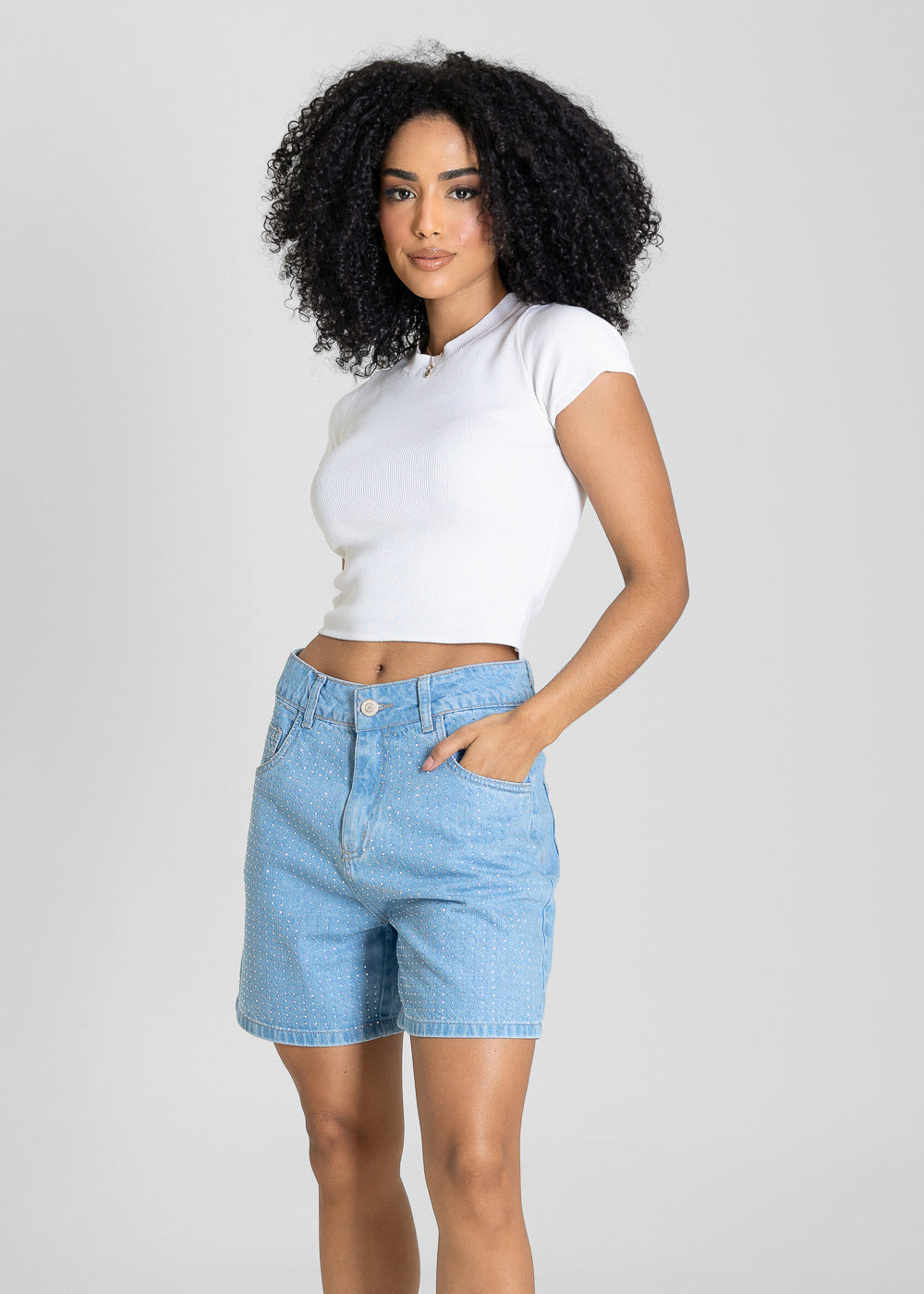 Shorts Jeans Sawary Strass - 283980 AZUL