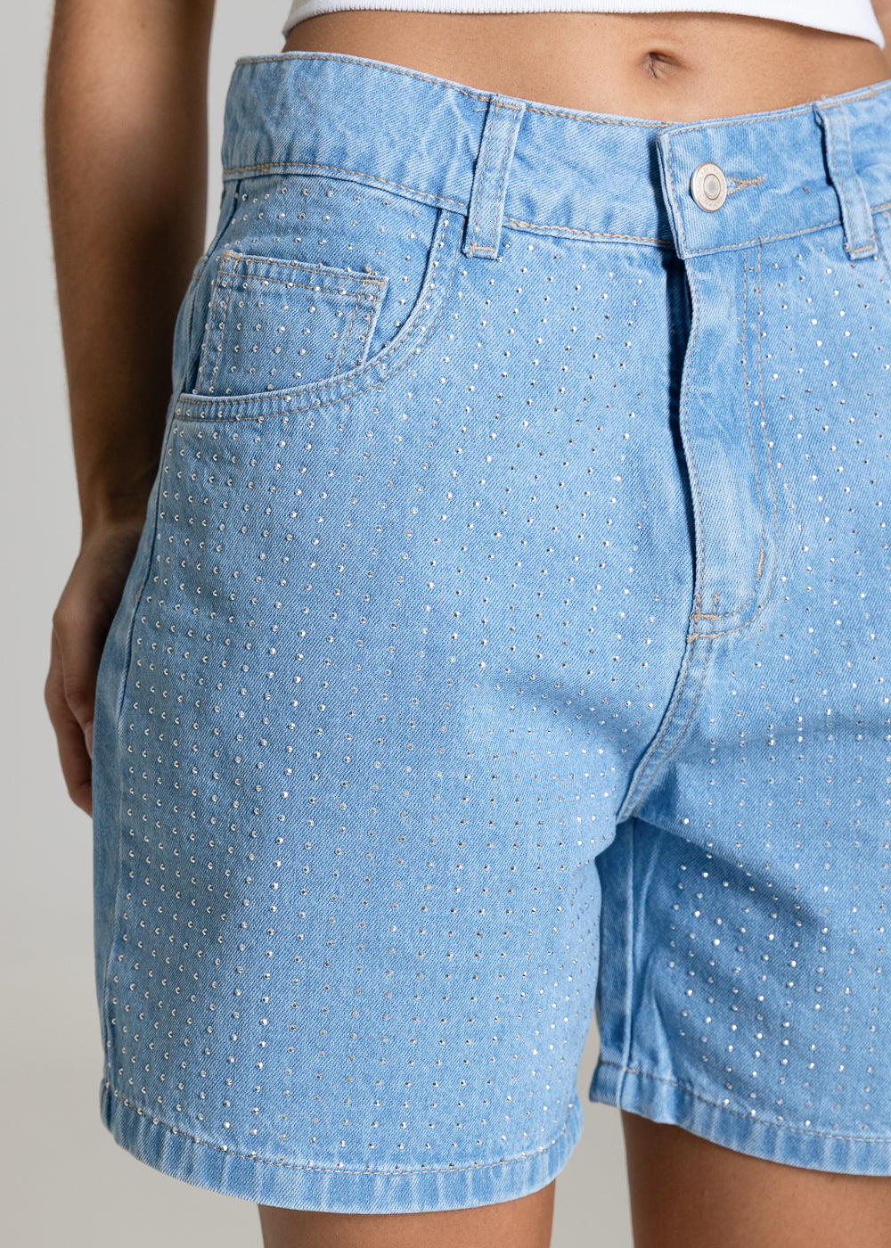 Shorts Jeans Sawary Strass - 283980 AZUL