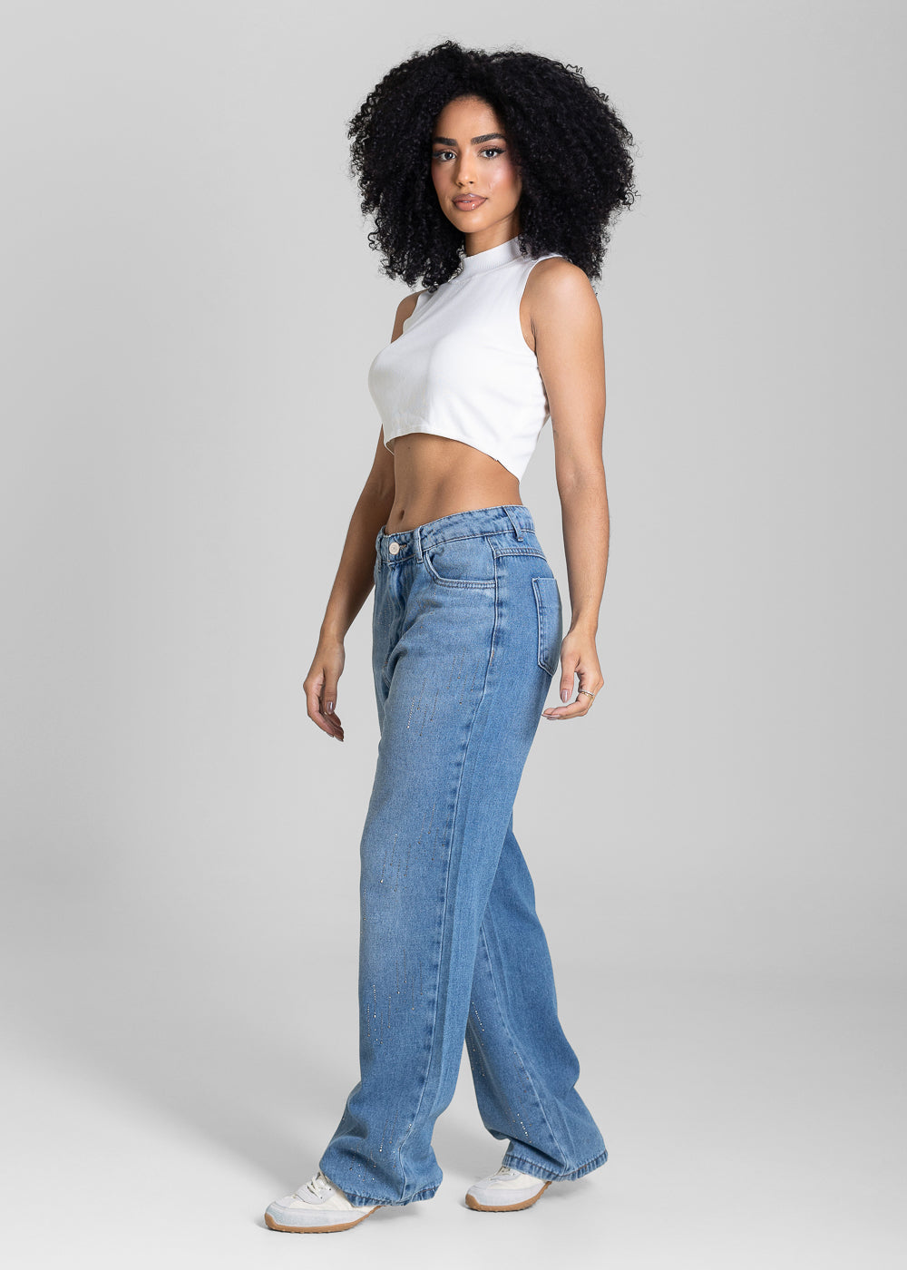 Calça Jeans Sawary Reta Brilho - 283986 AZUL