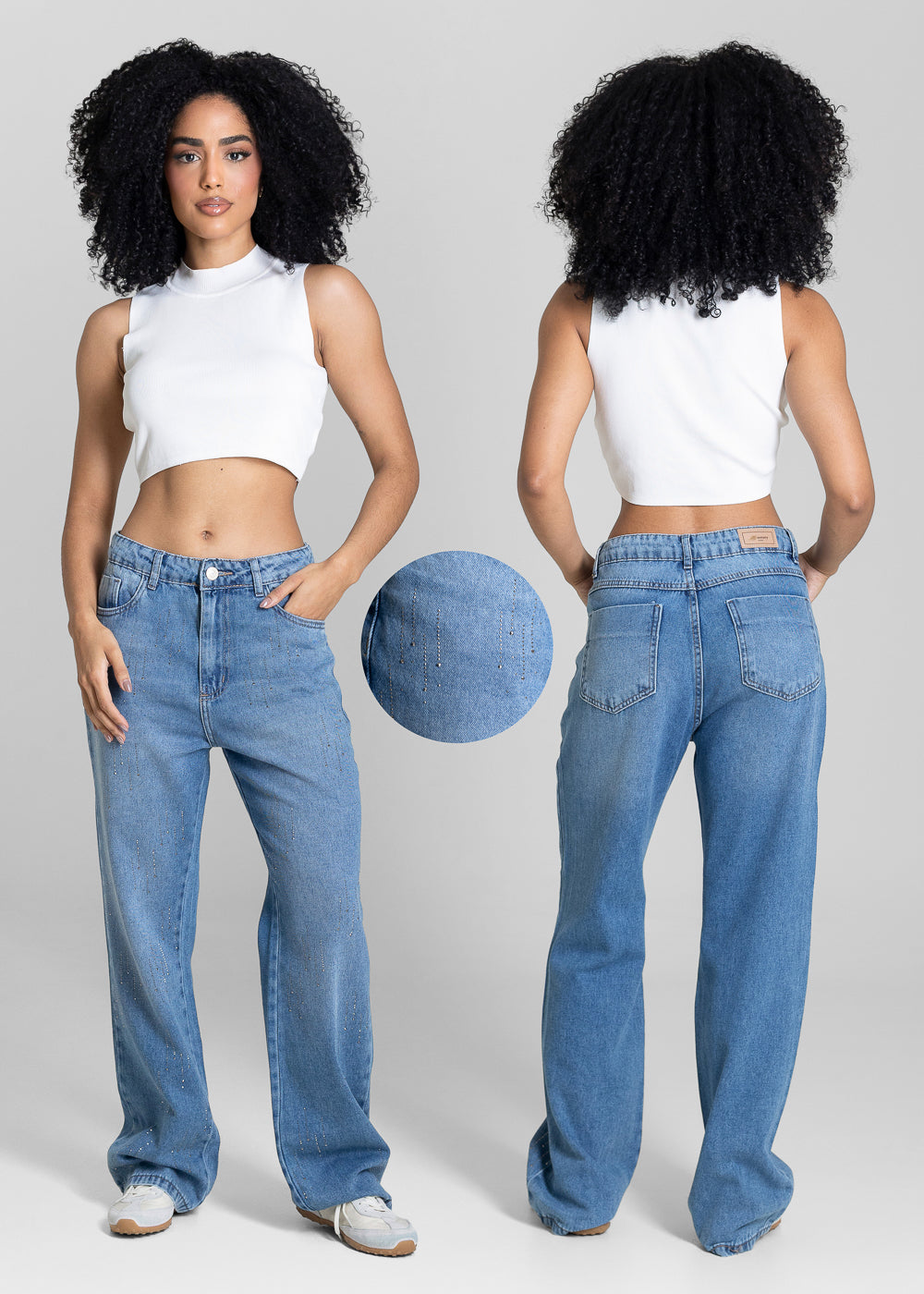 Calça Jeans Sawary Reta Brilho - 283986 AZUL