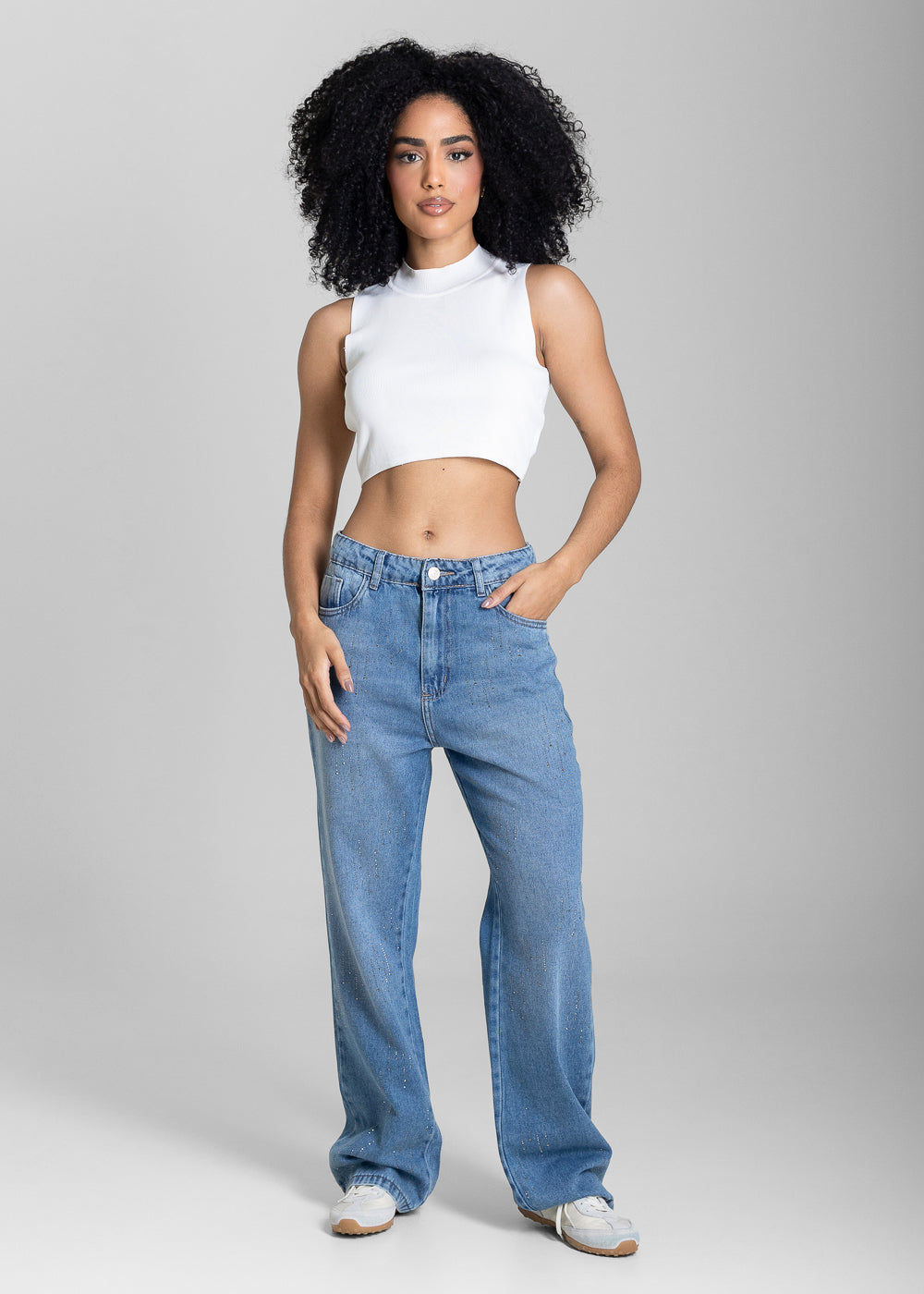 Calça Jeans Sawary Reta Brilho - 283986 AZUL