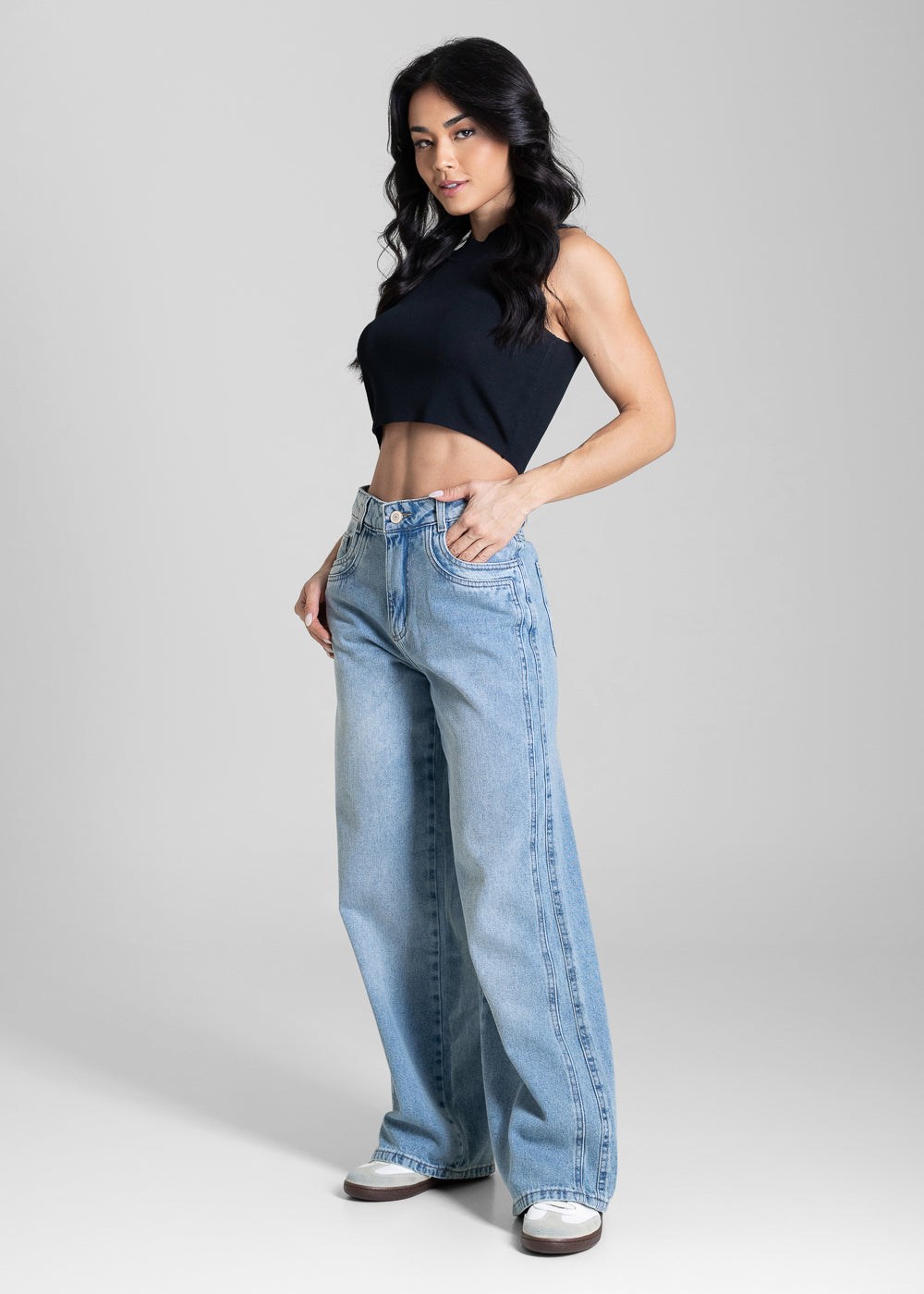 Calça Jeans Sawary Wide Leg Petit - 283990 AZUL