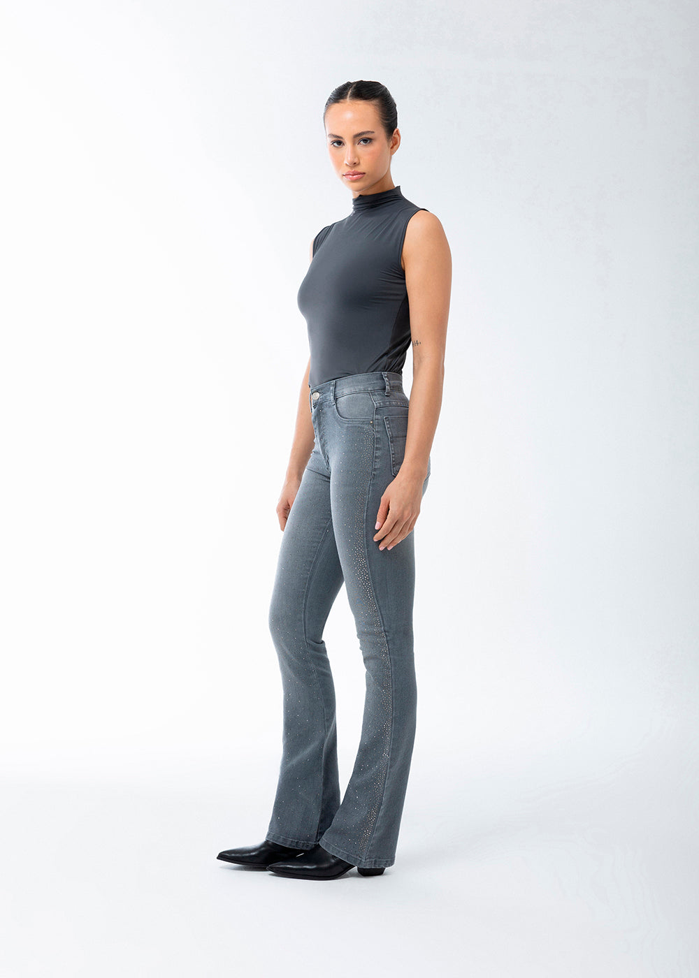 Calça jeans Sawary Boot Cut Brilho - 284001 CINZA
