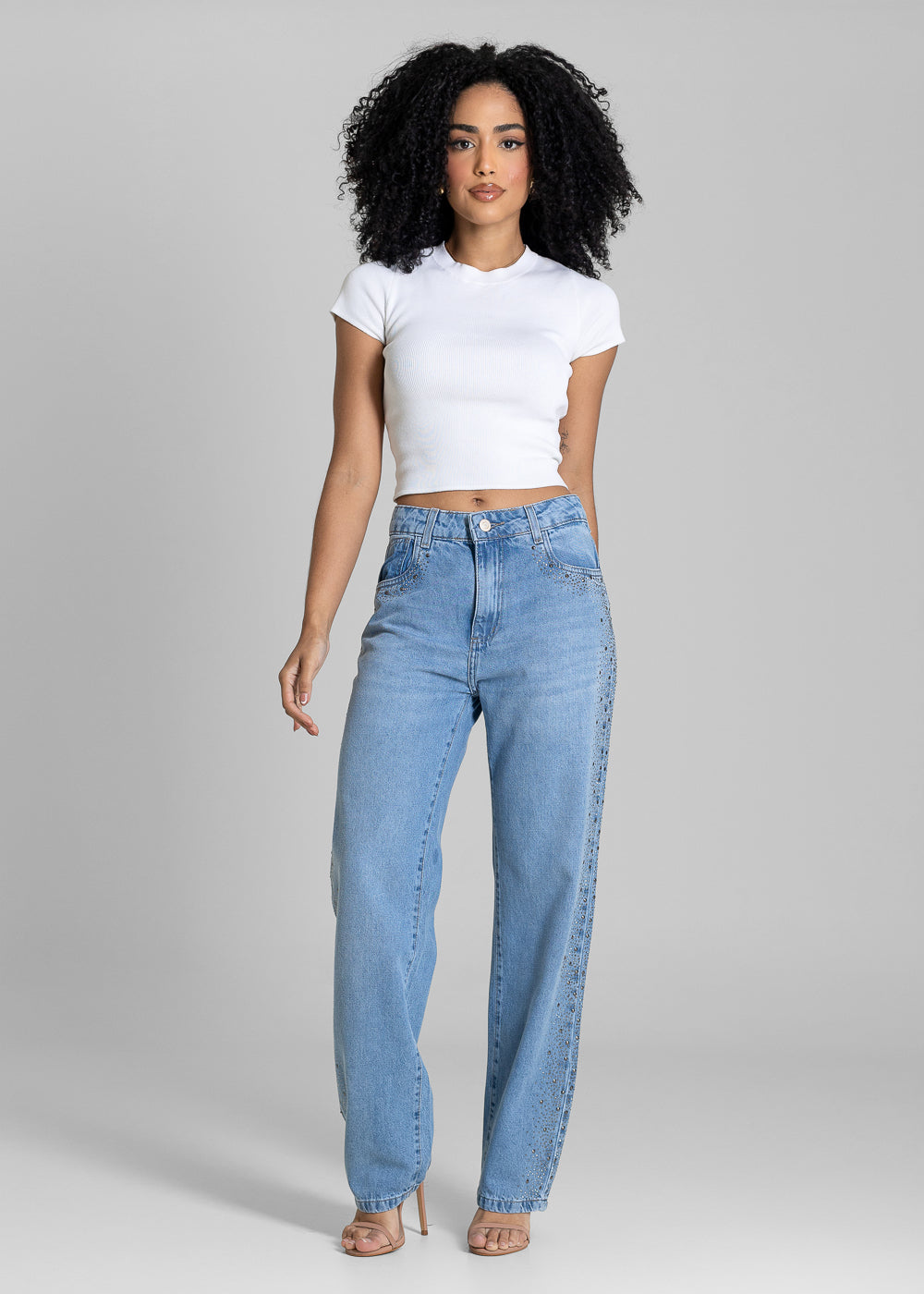 Calça Jeans Sawary Reta Brilho - 284011 AZUL