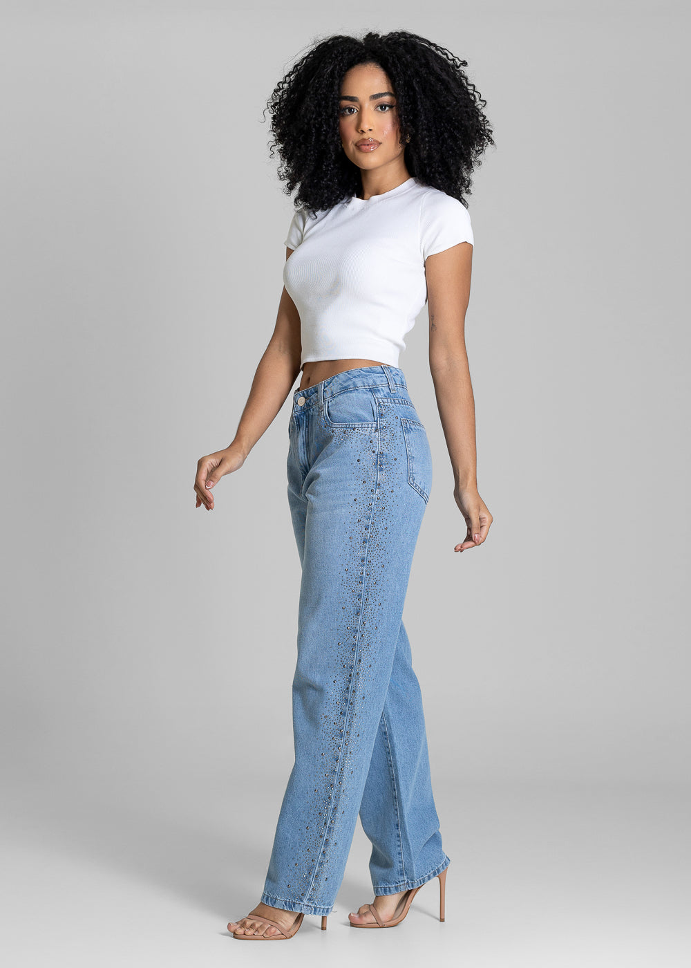 Calça Jeans Sawary Reta Brilho - 284011 AZUL