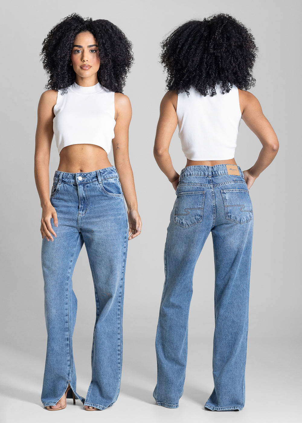 Calça Jeans Sawary Reta Fenda - 284053 AZUL