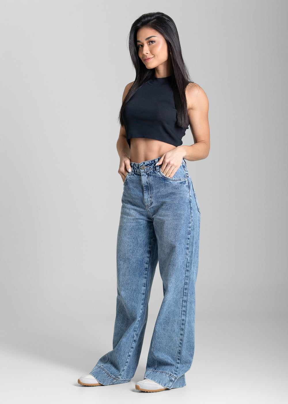 Calça Jeans Sawary Wide Leg Petit - 284071 AZUL