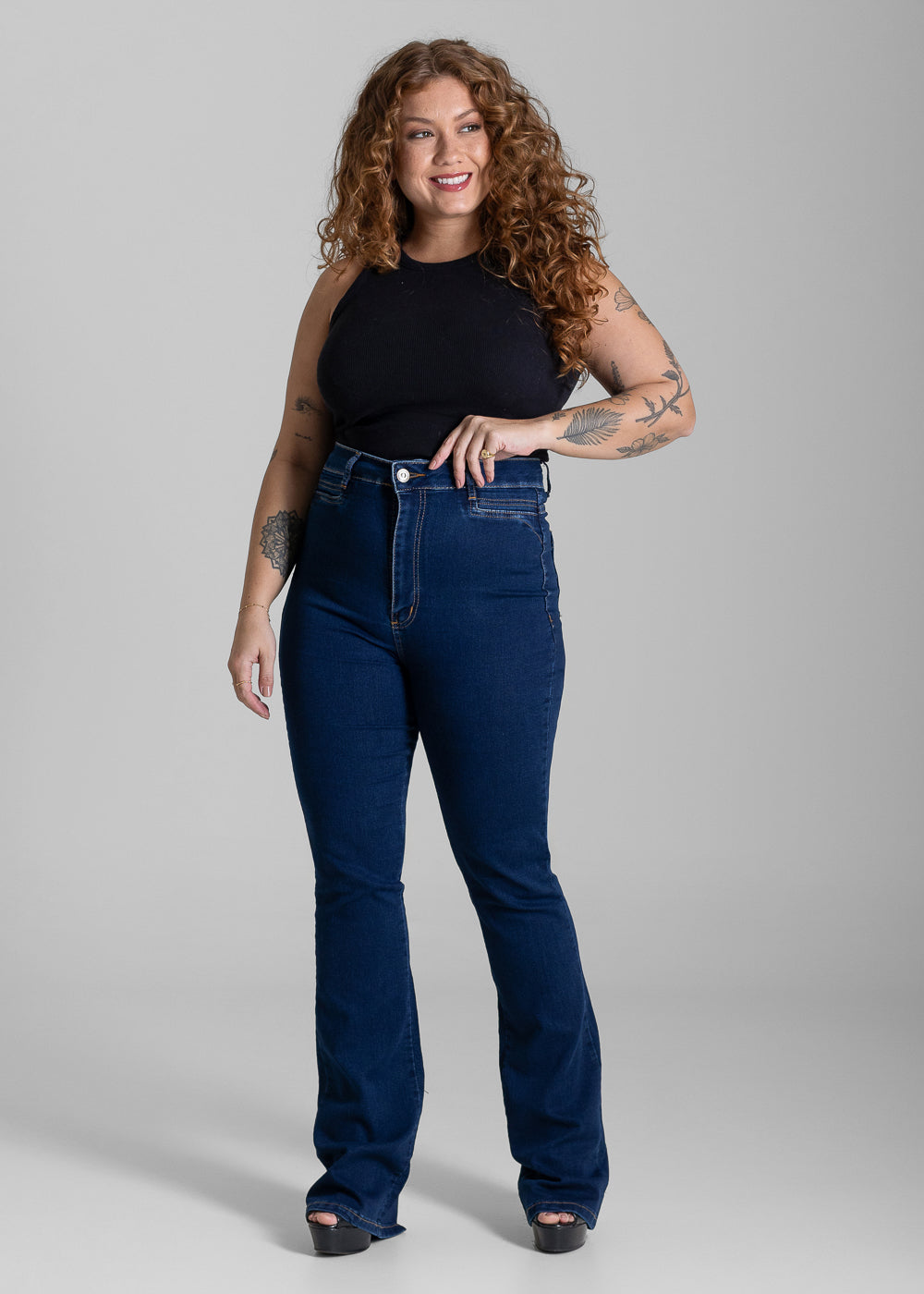 Calça Jeans Sawary Plus Size Boot Cut - 284078 AZUL