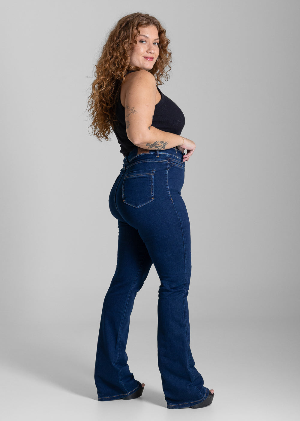 Calça Jeans Sawary Plus Size Boot Cut - 284078 AZUL