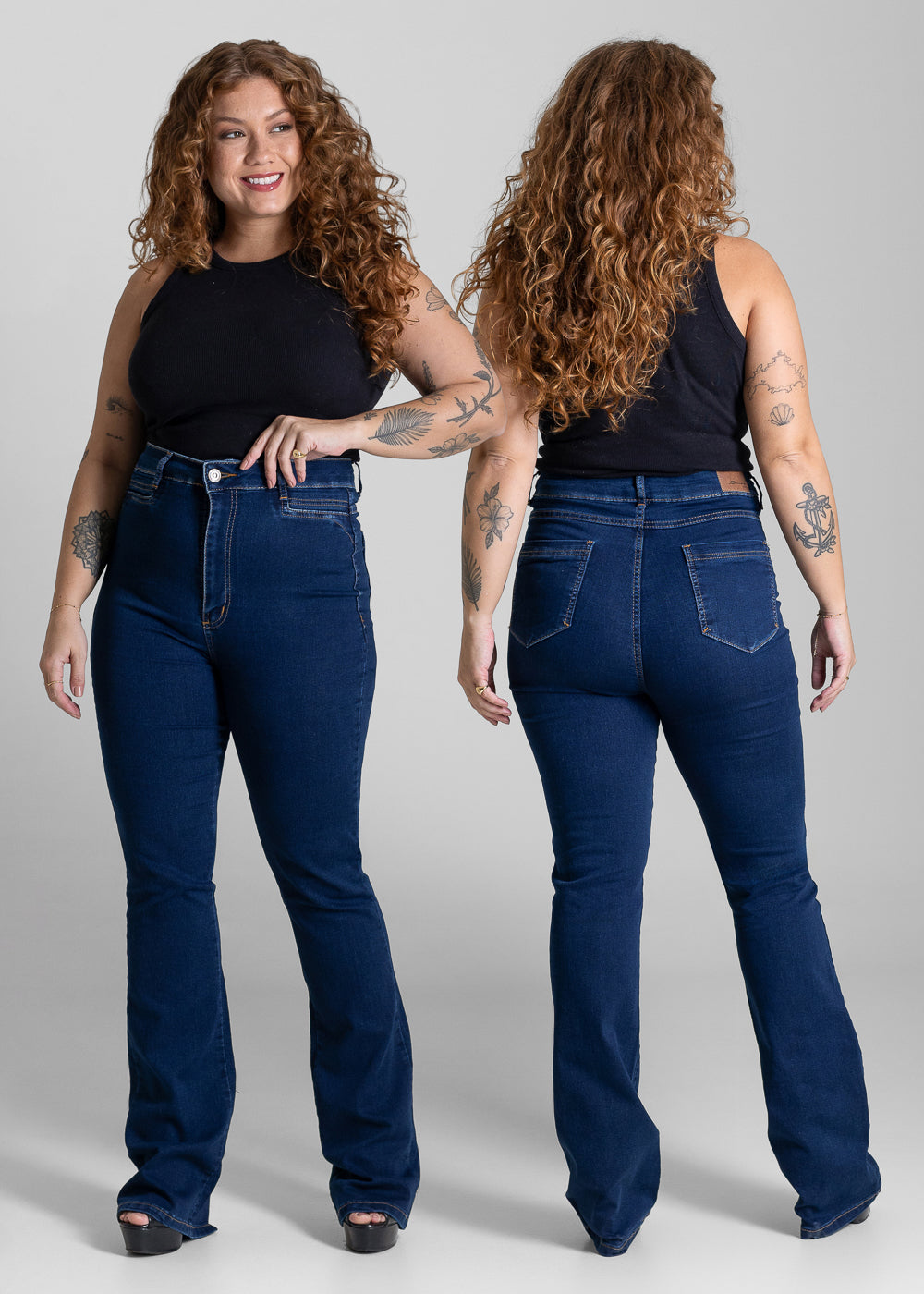 Calça Jeans Sawary Plus Size Boot Cut - 284078 AZUL