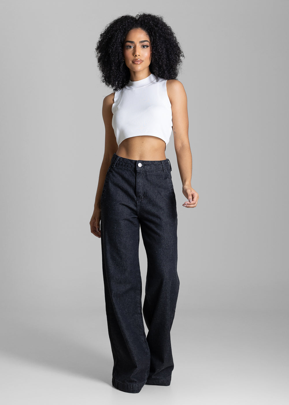 Calça Jeans Sawary Wide Leg - 284166 PRETO