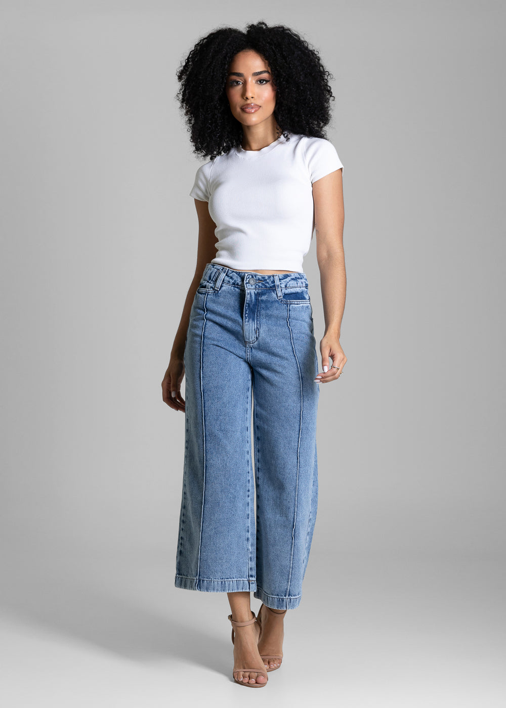 Calça Jeans Sawary Wide Leg Cropped - 284223 AZUL