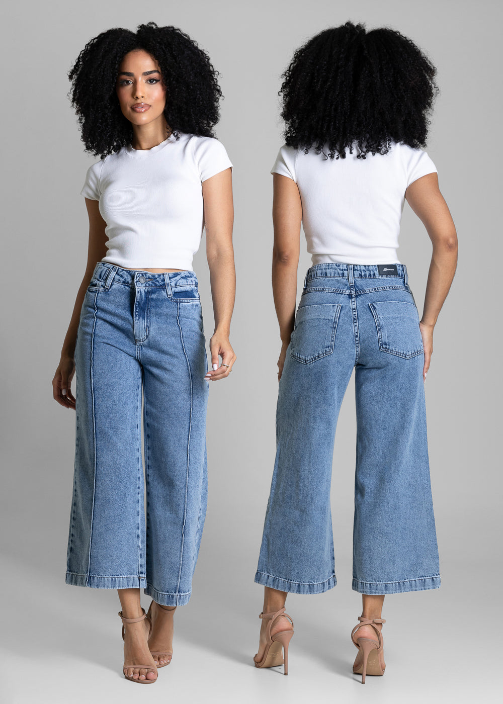 Calça Jeans Sawary Wide Leg Cropped - 284223 AZUL