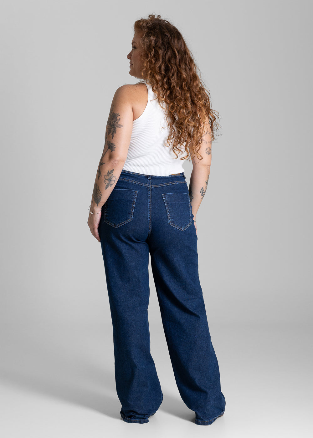 Calça Jeans Sawary Plus Size Wide Leg - 284233 AZUL