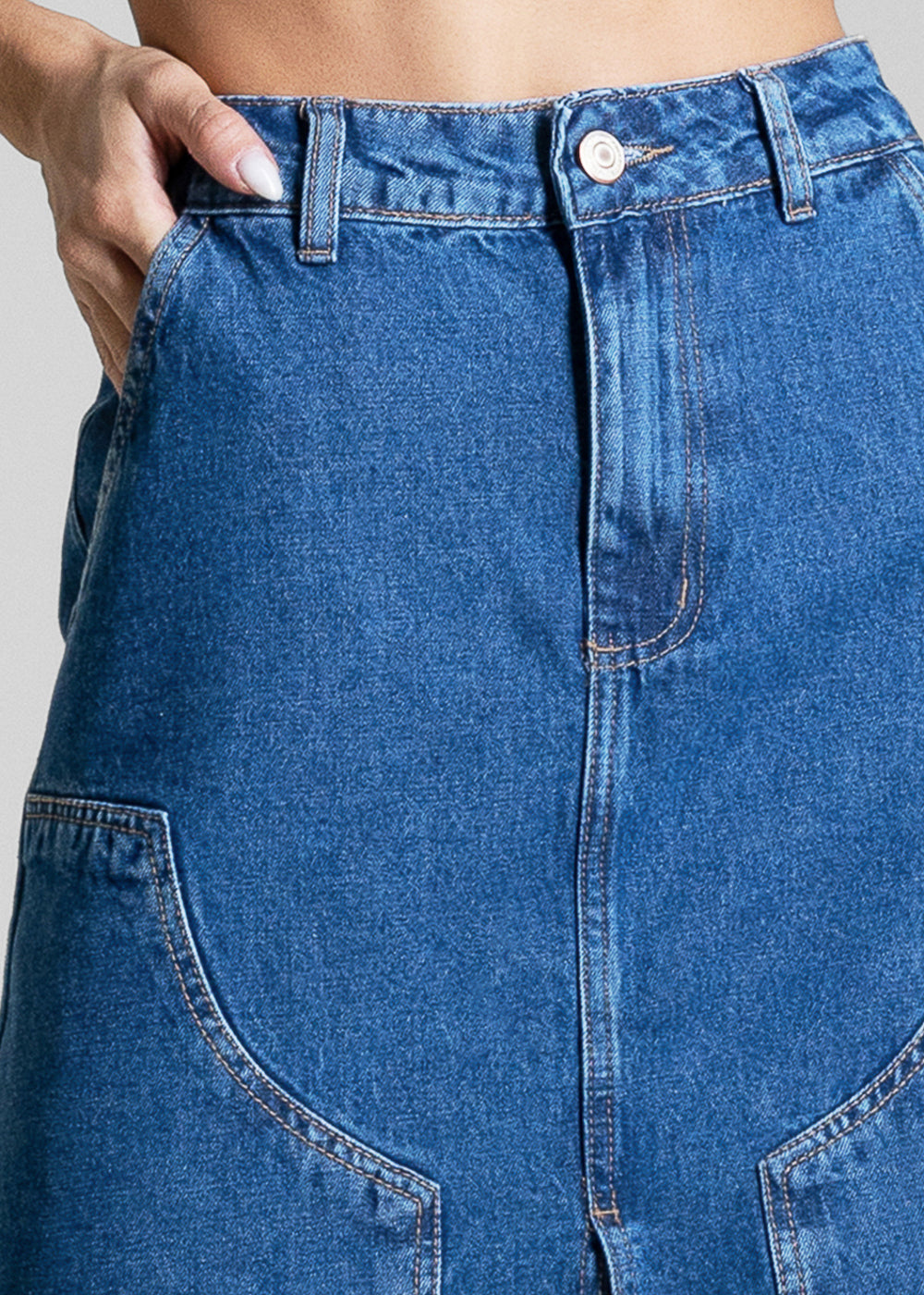 Saia Jeans Sawary Longa Fenda - 284254 AZUL