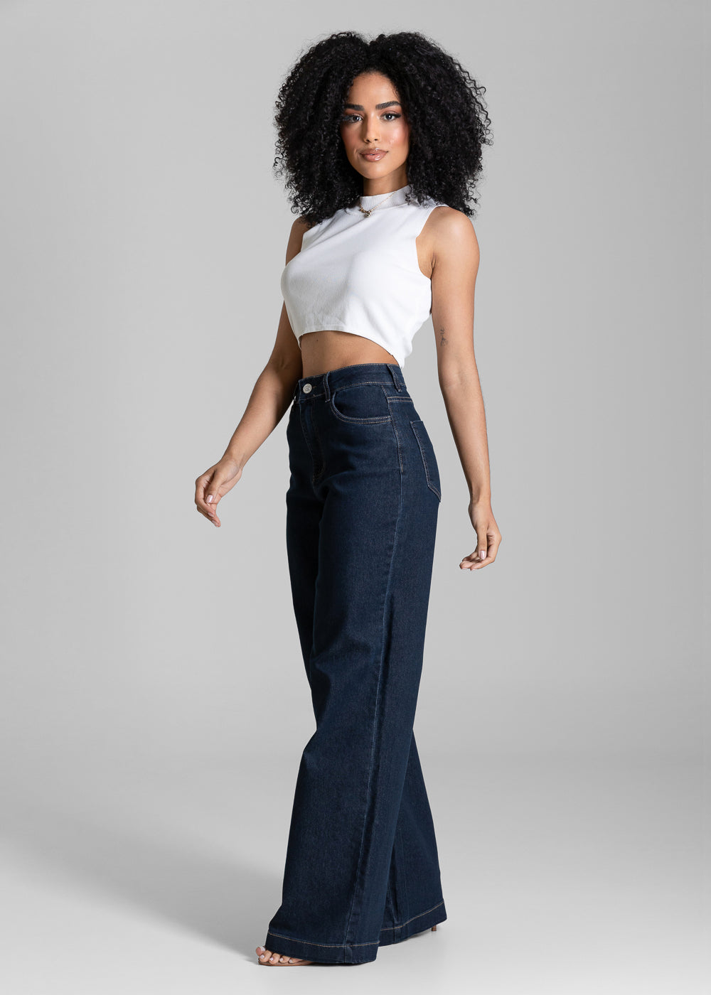 Calça Jeans Sawary Wide Leg - 284264 BLUE BLACK LEVE