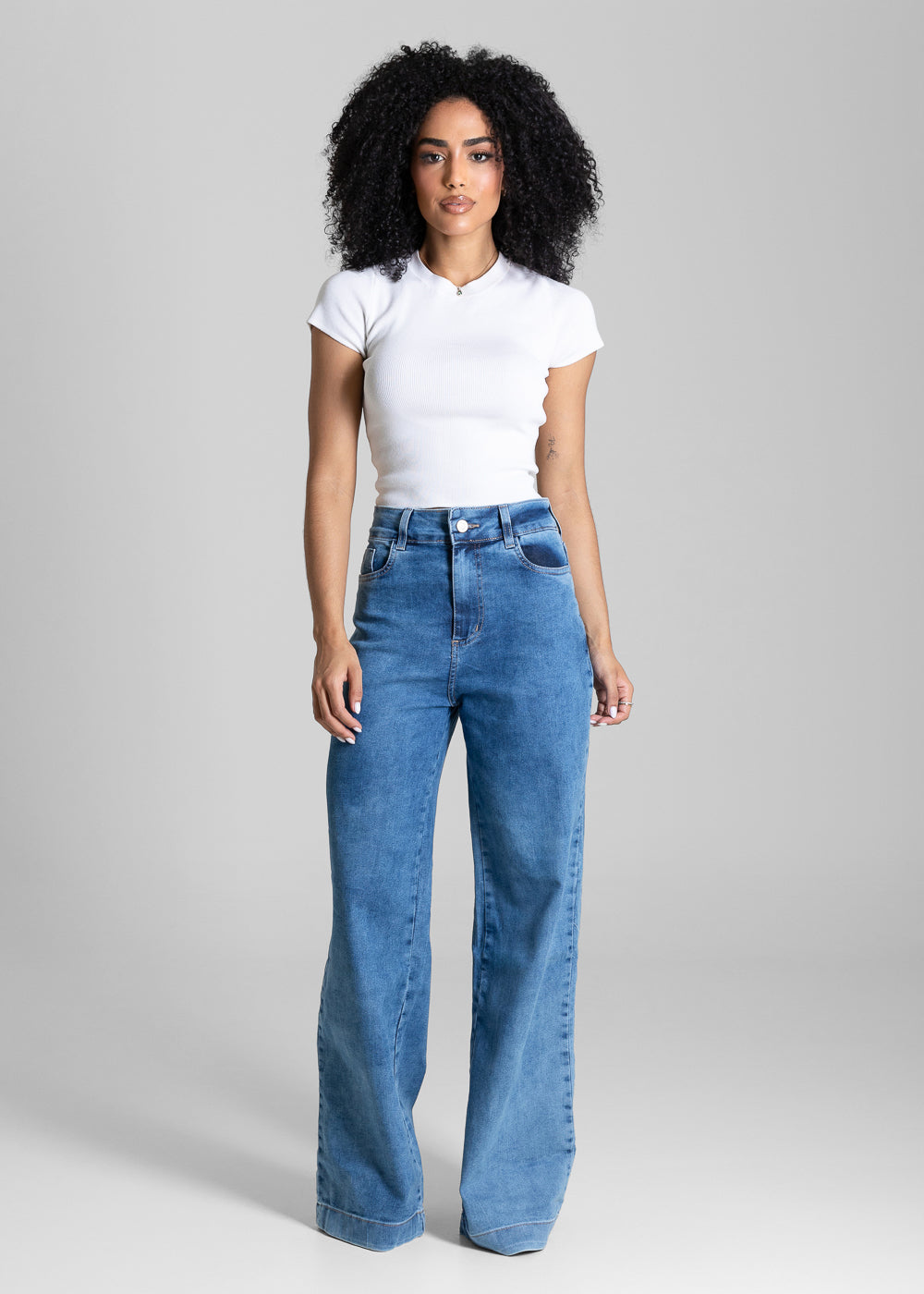 Calça Jeans Sawary Wide Leg - 284289 BLUE BLACK LEVE