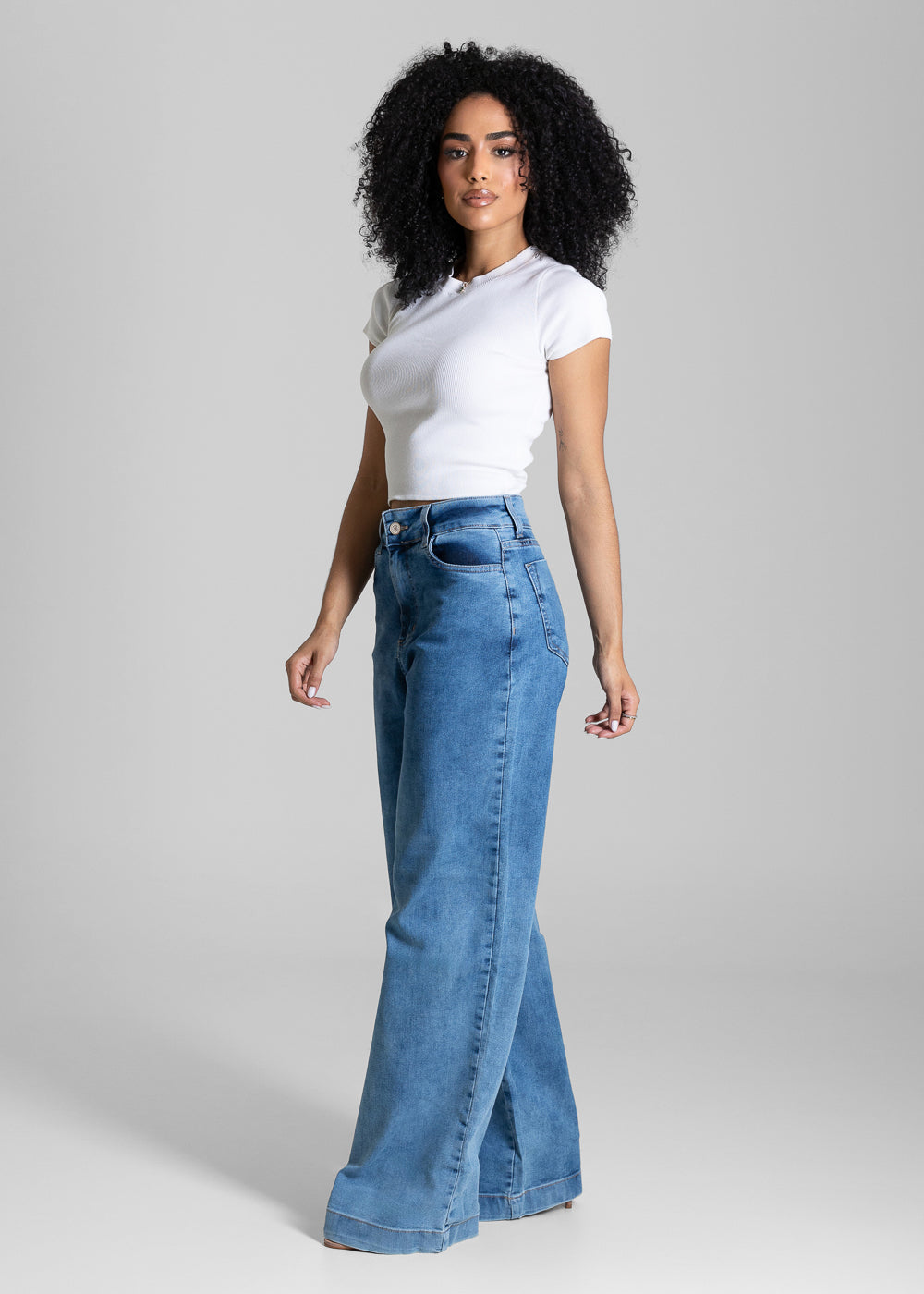 Calça Jeans Sawary Wide Leg - 284289 BLUE BLACK LEVE