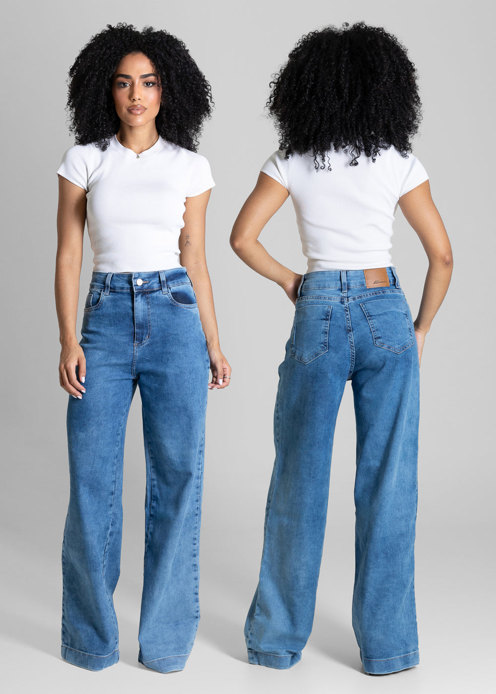 Calça Jeans Sawary Wide Leg - 284289 BLUE BLACK LEVE