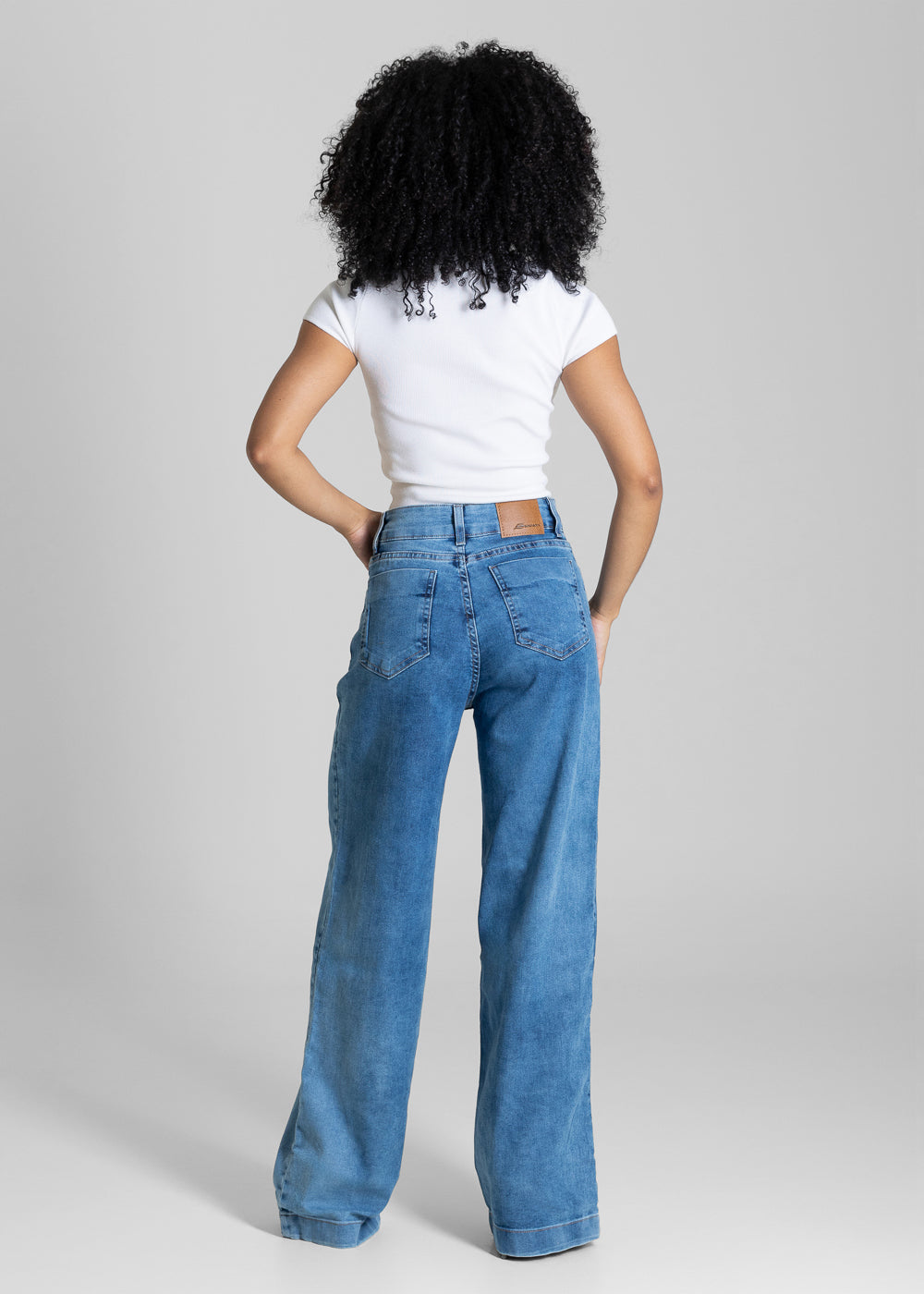 Calça Jeans Sawary Wide Leg - 284289 BLUE BLACK LEVE